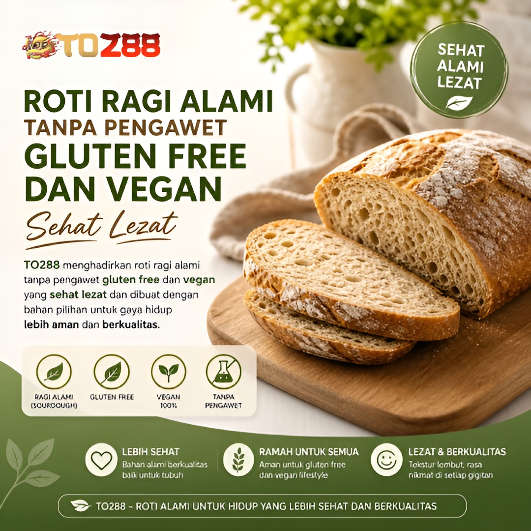 TO288 | Roti Ragi Alami Tanpa Pengawet Gluten Free dan Vegan Sehat Lezat